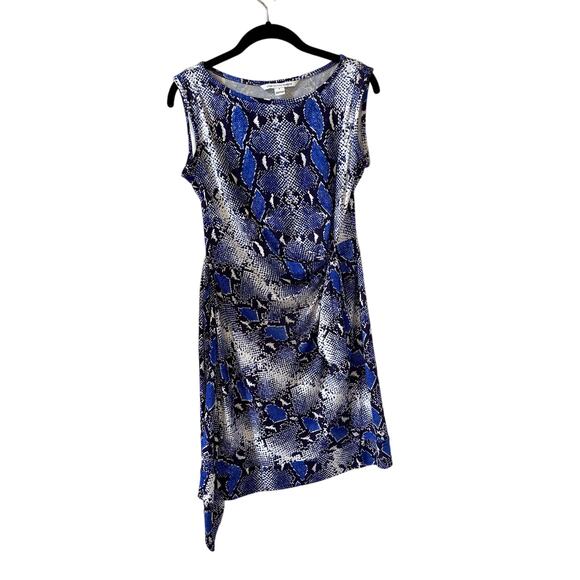 DVF Diane Von Furstenberg Sleeveless Python Print Silk Mini Dress Blue Size 6 - Picture 4 of 9